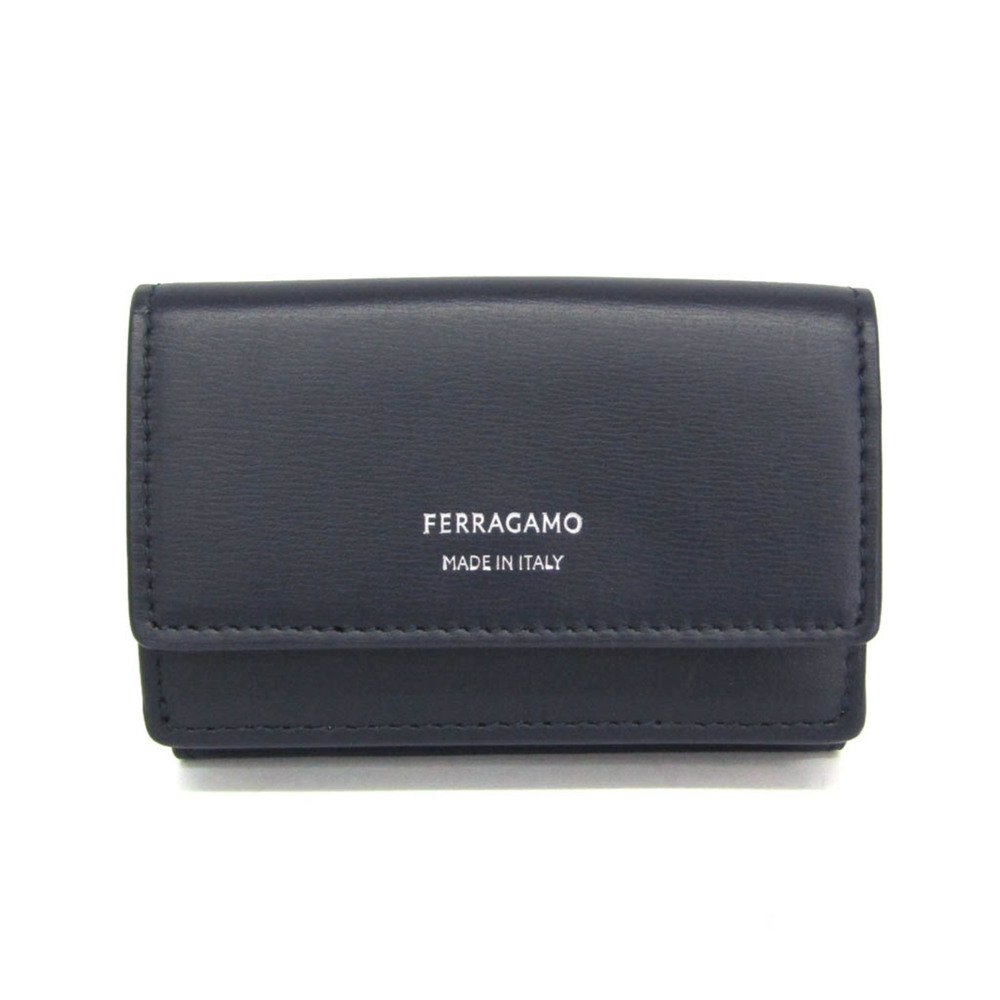 Salvatore Ferragamo JL-66 1337 Men,Women Leather Wallet (tri-fold) Dark Navy